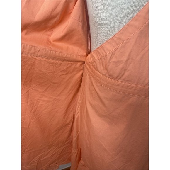 Talbots Cotton Wrap Dress Sz 10 Sleeveless Ruffle Tie Midi Coral Pink - Picture 9 of 11